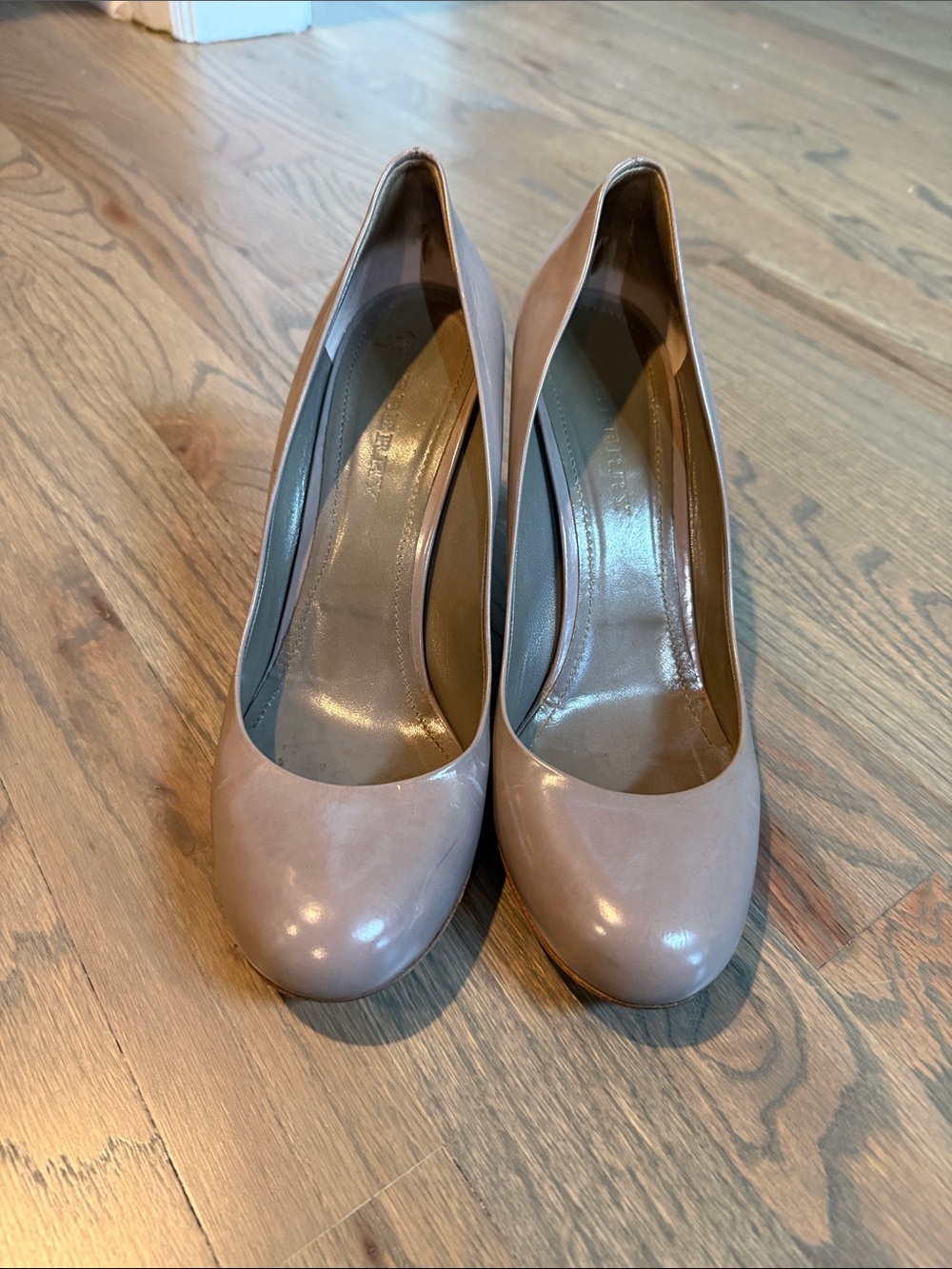 Classic Burberry Women's Nude Round-Toe Pumps